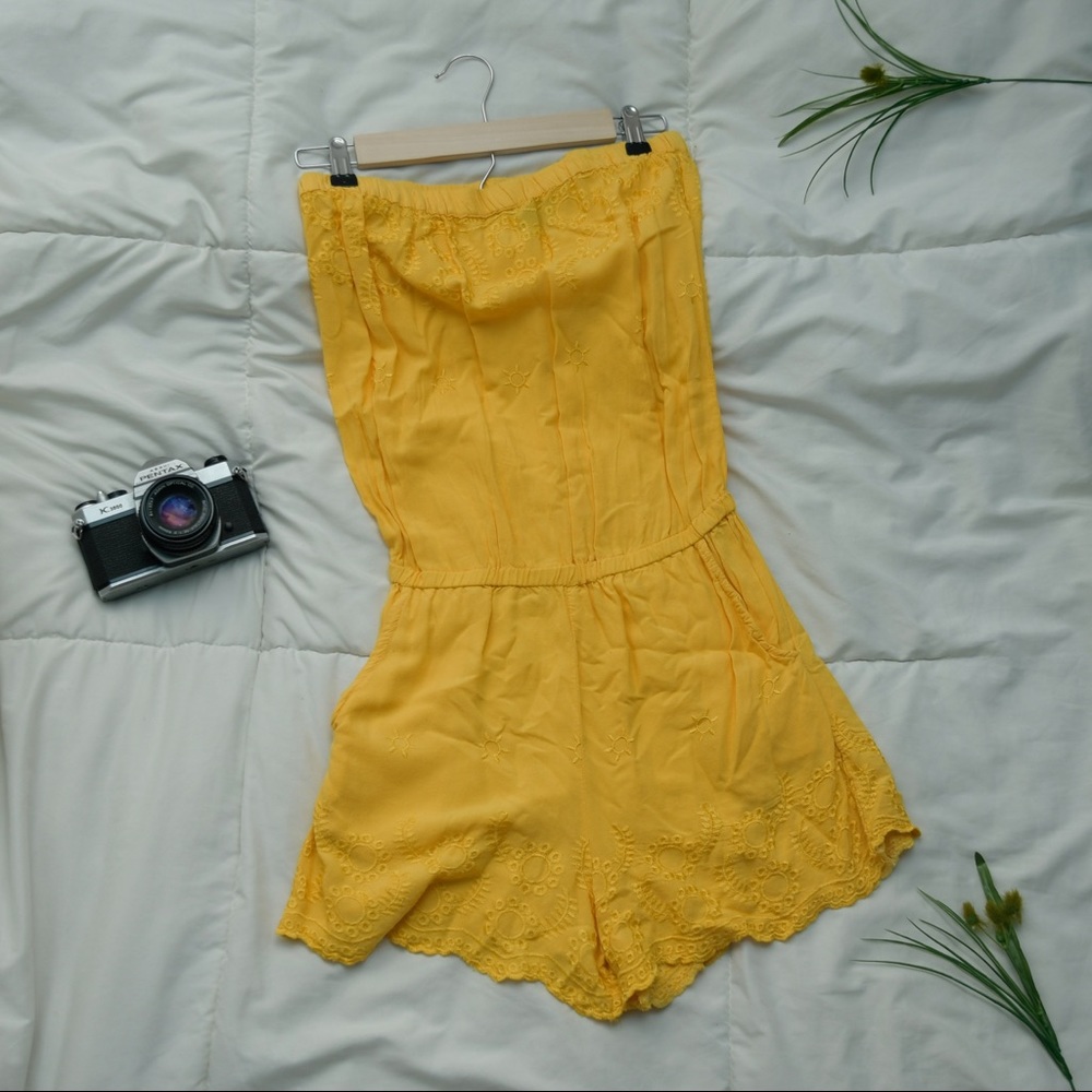 Yellow Angie Romper w/ Embroidery